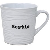 Wholesale - 16oz White Mug with Embossed Pattern and Debossed "Bestie" C/P 24, UPC: 195010107655